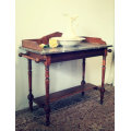 **RS17_Clearance** A stunning vintage Oak wash stand with a solid marble top and side towel rails