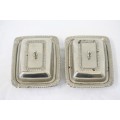 **RS17** 2 beautiful vintage silver plated lidded breakfast butter dishes w/ ornate lids. Price/dish