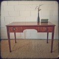 **RS17** Wonderful vintage Mahogany Regency-style desk with double drawers and fluted legs!!