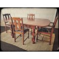 **RS17** Amazing vintage solid Teak extendable dining room table with four upholstered chairs