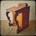 RARE antique Victorian (c1880) 4-drawer davenport (ship's captain desk) with a leather top