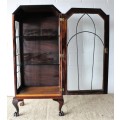 An awesome vintage single lead-glass door book case/ display cabinet with ball & claw feet - WOW!
