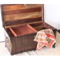 **RS17** A solidly built solid stink-wood ball & claw kist w/ a smalls shelf & brass embellishments