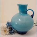 A superb vintage Retro Kanawha glass blue with white interior "pitcher" vase.