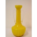 A superb vintage Retro Kanawha glass yellow with white interior handled vase.