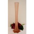 A fabulous tall vintage art deco Sowerby satin pink glass stemmed vase in wonderful condition