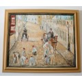 **RS17** A beautifully framed unsigned painting of horse drawn carts street scene. Stunning!!