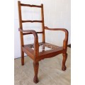 **RS17** A sturdy solid imbuia rope-riempie ball & claw occasional armchair in gorgeous condition