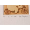 **RS17** Rare signed, numbered (14 of 125) Harriet Brigdale framed etching titled "Out for a ride"