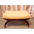 **RS17** A beautiful, well-made vintage French Empire style upholstered foot stool w/ gold gilding!