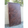 A stunning large 119cm x 202.5cm solid Sapele Wood diagonal pivot slatted front door-Lifespace Sale