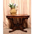A fabulous vintage Teak hallway/display table with ornate carved finial & detailing at the bottom