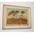 A beautiful framed original signed G Webber oil on board painting of a rural village.