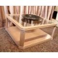 A very stylish Beechwood glass top centre coffee table with clean modern lines - Lifespace Sale