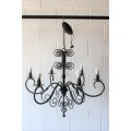 A stunning large 6-arm black wrought iron ceiling lights/ chandeliers  - Only one available