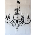 A stunning large 6-arm black wrought iron ceiling lights/ chandeliers  - Only one available