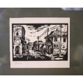 A superb rare original signed and frame"District Six" Gregoire Boonzaier (1909 - 2005) linocut print