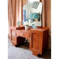 A stylish vintage dressing table with one drawer, two cupboards and a large mirror-Lifespace Sale
