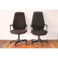 **RS17** 2x mobile high-back office/ desk chairs; one is black the other is brown - one bid for both