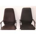 **RS17** 2x mobile high-back office/ desk chairs; one is black the other is brown - one bid for both