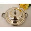 A gorgeous vintage Seranco silver plated lidded breakfast butter dish with an ornate lid.