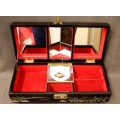 A gorgeous vintage Chinese jewellery box with a mirror, lock and key. Lovely on a dresser.