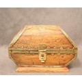 A gorgeous, unusual vintage Indian wood and brass jewellery box. Lifespace Sale