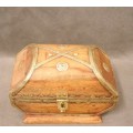 A gorgeous, unusual vintage Indian wood and brass jewellery box. Lifespace Sale