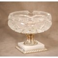 A stunning ornate Italian made round cut crystal and marble base ashtray in great condition