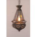 A superb 55cm high Moroccan/ North African handmade ceiling light with clear glass panels