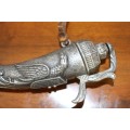 A fantastic ornate vintage metal powder horn. Awesome display piece-Lifespace Sale