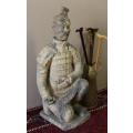 A magnificent large Oriental terracotta kneeling warrior archer statue. Amazing display. WOW!