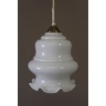 A beautiful white glass single pendant ceiling light, perfect in formal rooms.