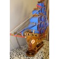 Alarge & detailed (92cm x 78cm high) model sailing ship on a wood stand. Lifespace Sale