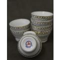 A very pretty traditional Chinese rice wine set of 8 cups with silver and gold gilt.