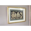 A large  vintage Thai Kalaga tapestry, embroided applique sequined framed picture. Lifespace Sale