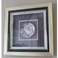 A gorgeous hand painted oriental "Imari" decorative porcelain plate in a box frame behind glass.