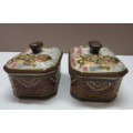 Two lovely small rectangular brown and gold lidded trinket box-Lifespace Sale