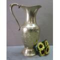 Vintage solid brass pitcher/ jug with ornate hand chased detailing-Lifespace Sale