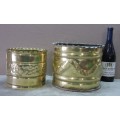 A lovely pair of solid brass pot plant holders with punched detailing.  Lifespace Sale