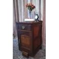Vintage Imbuia single-door pedestal cabinet with a top drawer and brass handles-Lifespace Sale