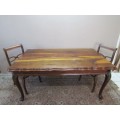 An exquisite solid Teak, scalloped edge, Queen Anne footed 6-seater dining table.