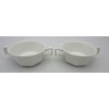 A lovely pair of white porcelain double handled soup bowls.  Lifespace Sale