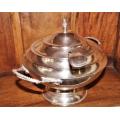 An exquisite Seranco EPNS lidded soup tureen with large ladle, gorgeous!