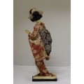A beautiful, ornamental colourful cloth Japanese Geisha figurine, (28,5cm high) gorgeous on display.