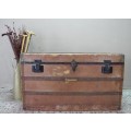 A fabulous large vintage travel trunk perfect for extra storage/ fashionable rustic coffee table!!