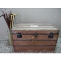 A fabulous large vintage travel trunk perfect for extra storage/ fashionable rustic coffee table!!