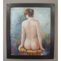 A stunning original " B Danny" semi nude oil on board painting in a wood frame - Investment art!!