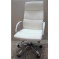 A lovely modern styled white faux leather office chair with height adjuster.