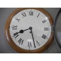 BARGAIN CLOCKS!!A vintage round faced clock in a wood wall casing. Lifespace Sale